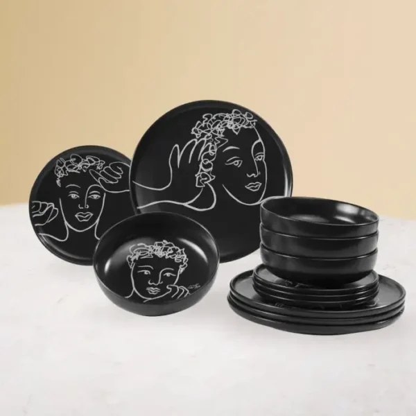 SIDE PLATE SET OF 4 \ Sketchbook Black